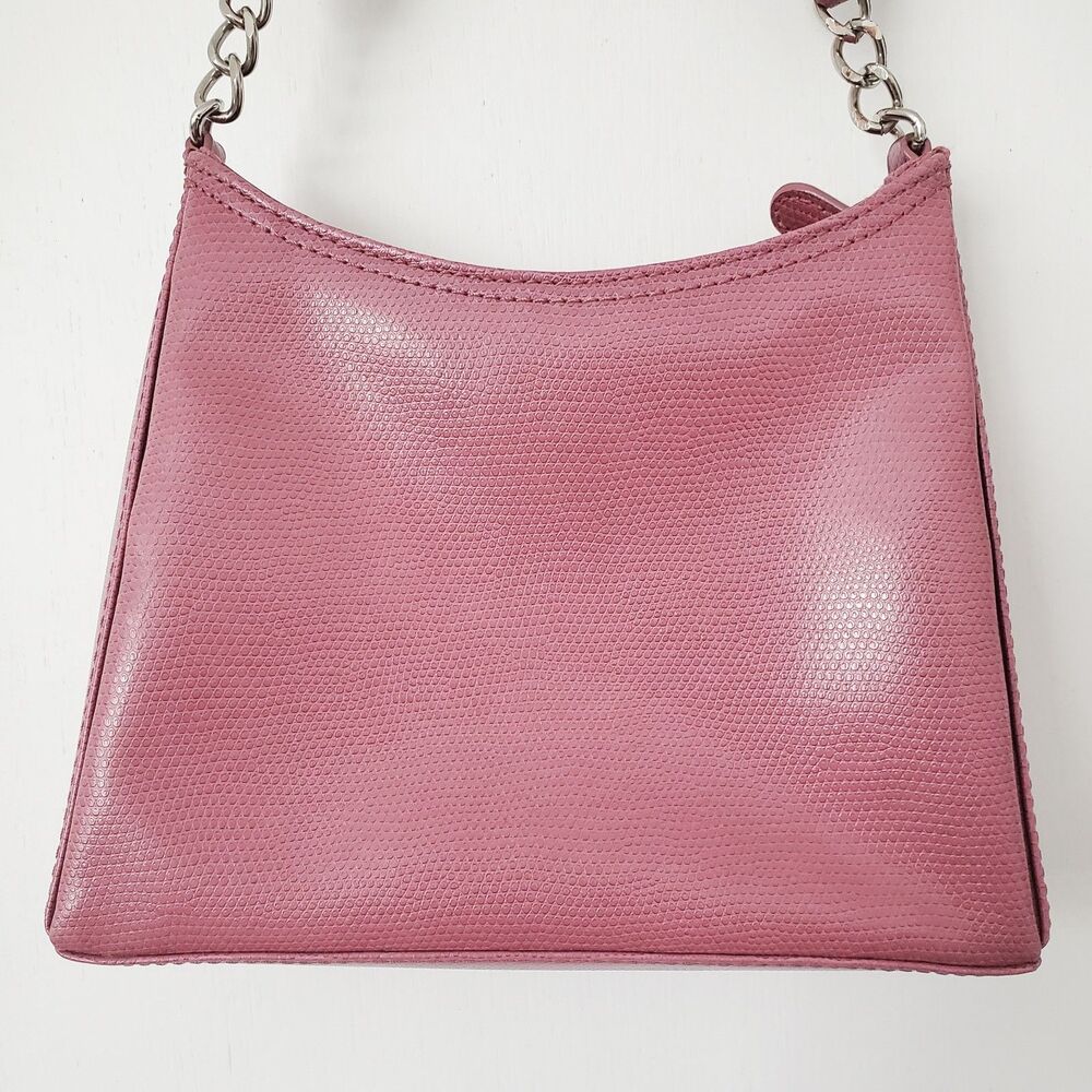 Liz Claiborne Pink Mini Shoulder Bag Y2K Textured Faux Leather Pink Lining - Picture 6 of 16
